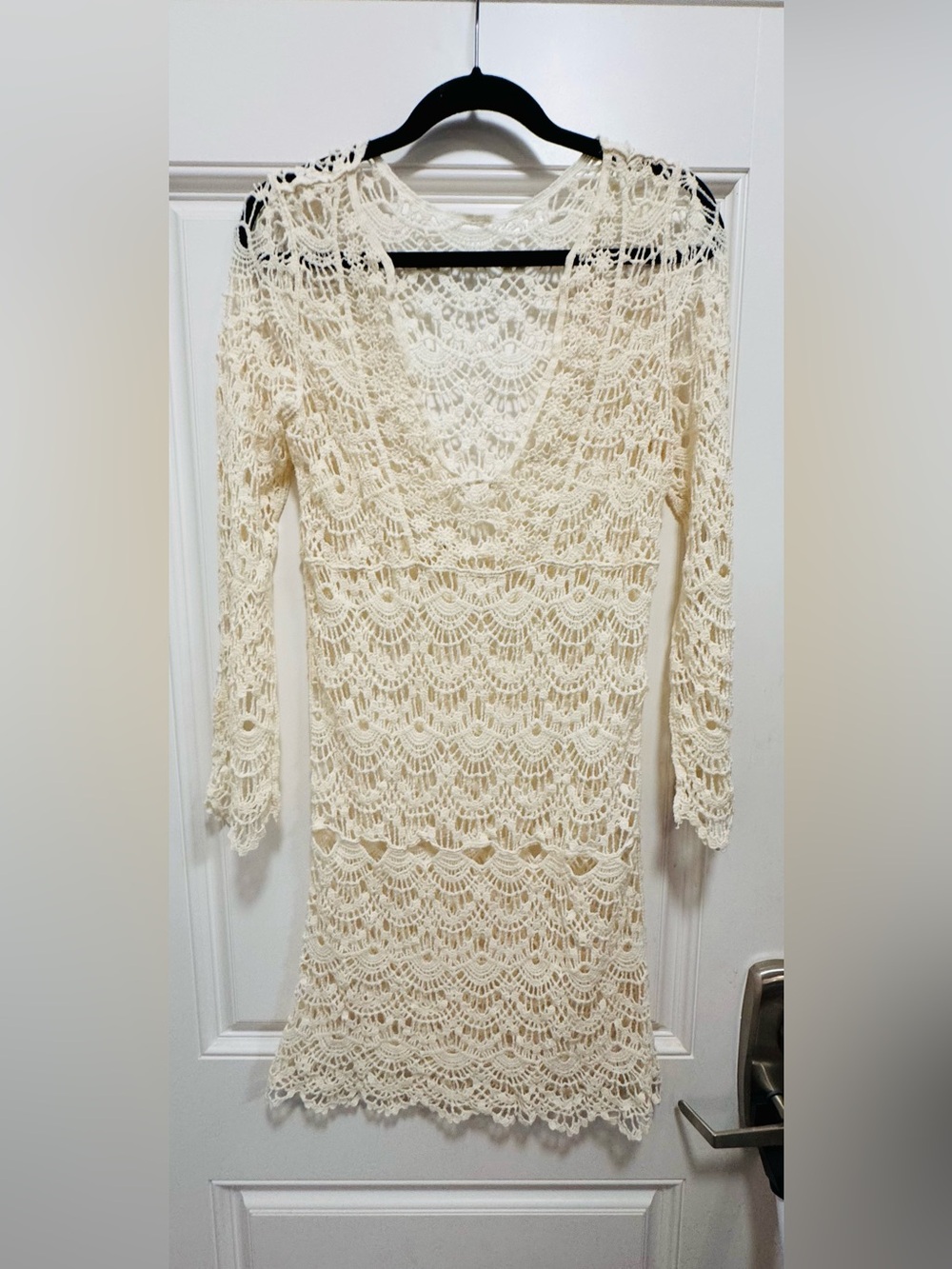 Ivory Crochet Lace V‑Neck Women’s Dress